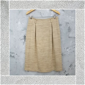 ILYZA 80&#39;s Vintage Golden Tan Rayon/Linen Tweed Pencil Skirt - Size 4 - Vintage Skirt - 1980&#39;s - Business - Profession Wear -  Tweed Skirt