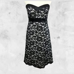 Vintage WHBM Lace Strapless Dress: Black & White Sweetheart Cocktail - Etsy