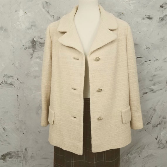 CAPWELLS 50's Vintage Creamy Tan Pea Coat Jacket … - image 3