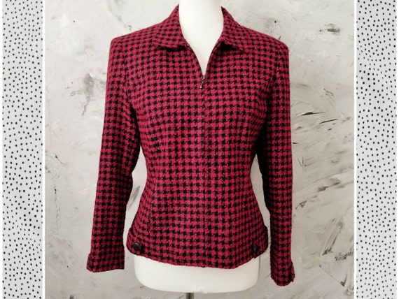 Norton McNaughton Red & Black Checked Blazer - Mi… - image 1