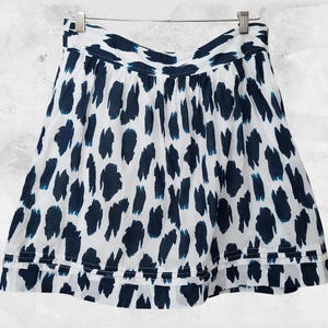LOFT Cotton Skirt: Blue and White Print, Size 4