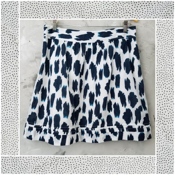 LOFT Blue and White Short Full Cotton Skirt - Vin… - image 1