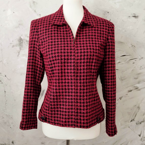 Norton McNaughton Red & Black Checked Blazer - Mi… - image 2