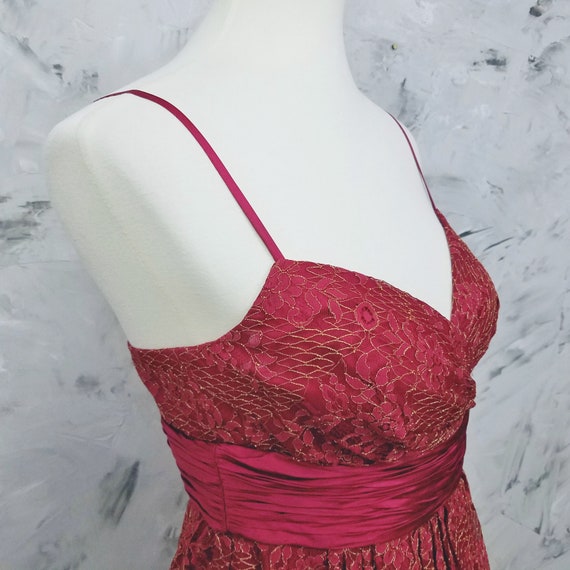 OC by Oleg Cassini Red w/ Gold Threads Cocktail D… - image 5