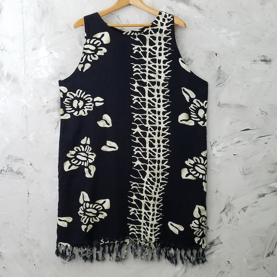 KOKO KNOT Black & White Tribal Fringed Sun Dress … - image 2