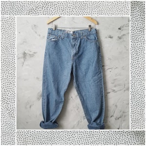 FADED GLORY - Vintage 80&#39;s Baggy Straight Leg Denim Blue Jeans Women&#39;s Size 14A - Made in the USA Vintage Blue Jeans - Denim Jeans 80&#39;s Jean