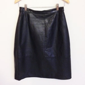 Black Skirt - Size 3/4 1980&#39;s Mid Length Black Leather Skirt - Leather Skirt - Black Leather Skirt - Black Business Skirt - Leather Clothing