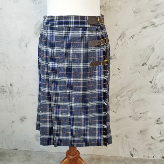 Black and white plaid wrap cheap skirt