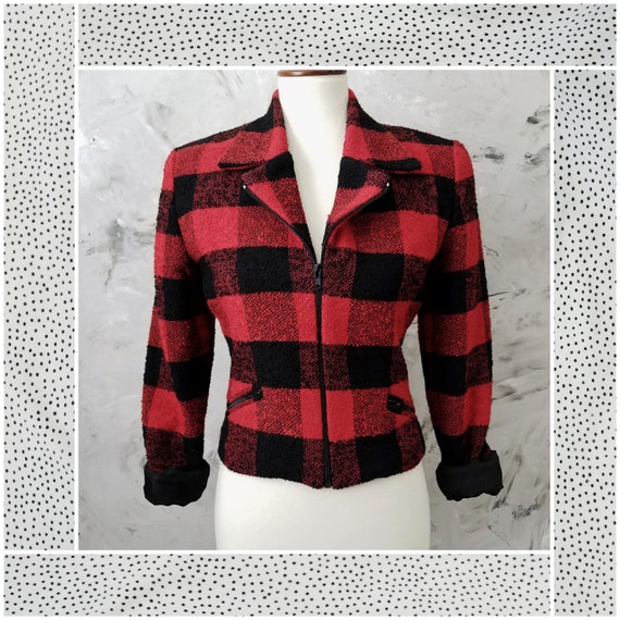 LAUNDRY 80's Red & Black Jacket - Aviator Jacket … - image 2