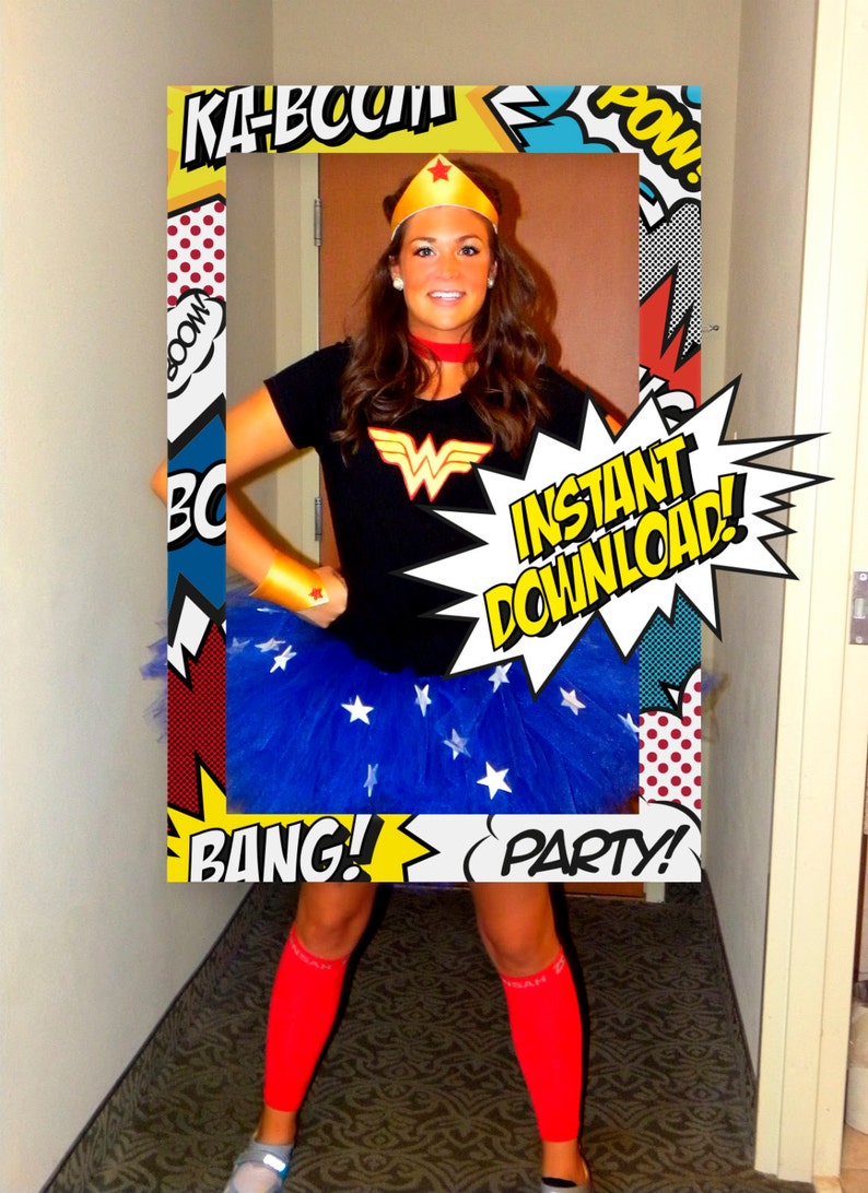 Superhero Theme Photo Booth / INSTANT DOWNLOAD / Prop Frame / Etsy