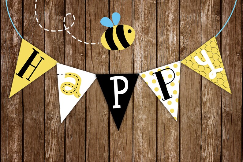 Bumble Bee Birthday Banner Happy Birthday Banner Happy | Etsy