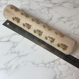 Christmas Truck with Tree, laser engraved rolling pin, holiday themed, MADE IN OKLAHOMA