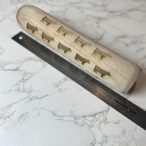 Cow laser engraved rolling pin, holiday themed, MADE IN OKLAHOMA