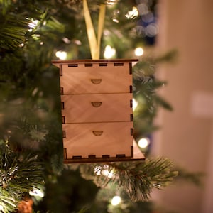 Bee Hive Ornament, Langstroth Hive Ornament, wooden bee christmas ornament