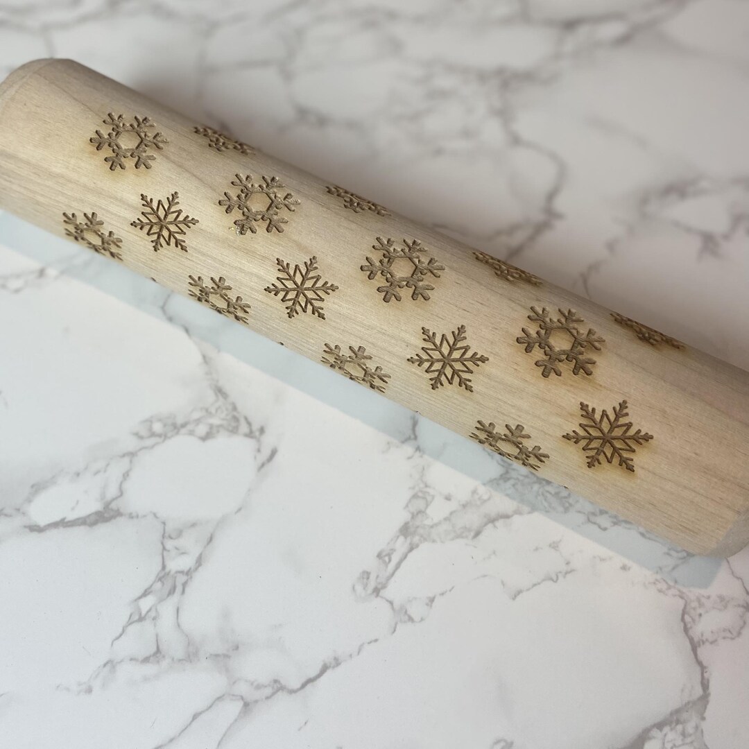 Snowflake, Christmas Snow Laser Engraved Rolling Pin, Holiday Themed ...