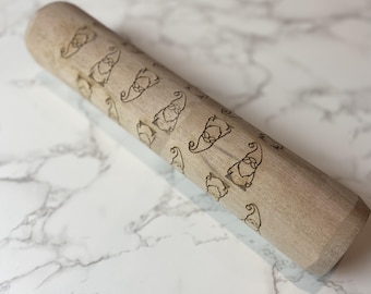 Gnome, rolling with my gnomies, laser engraved rolling pin, holiday themed, MADE IN OKLAHOMA