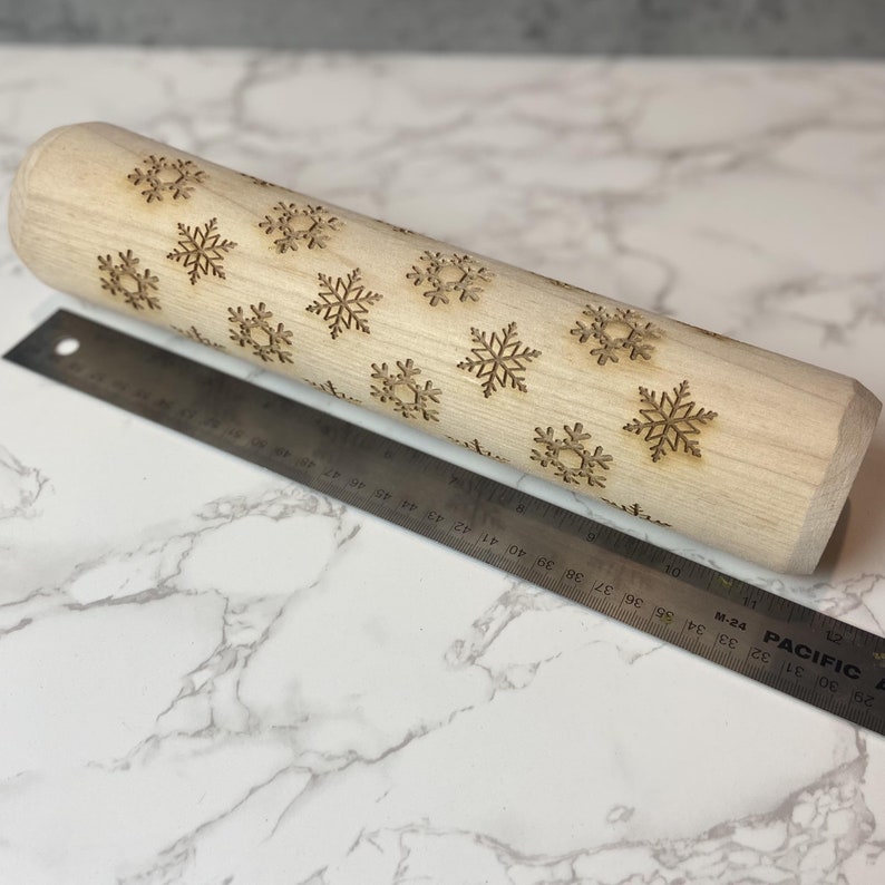 Snowflake, Christmas Snow Laser Engraved Rolling Pin, Holiday Themed ...