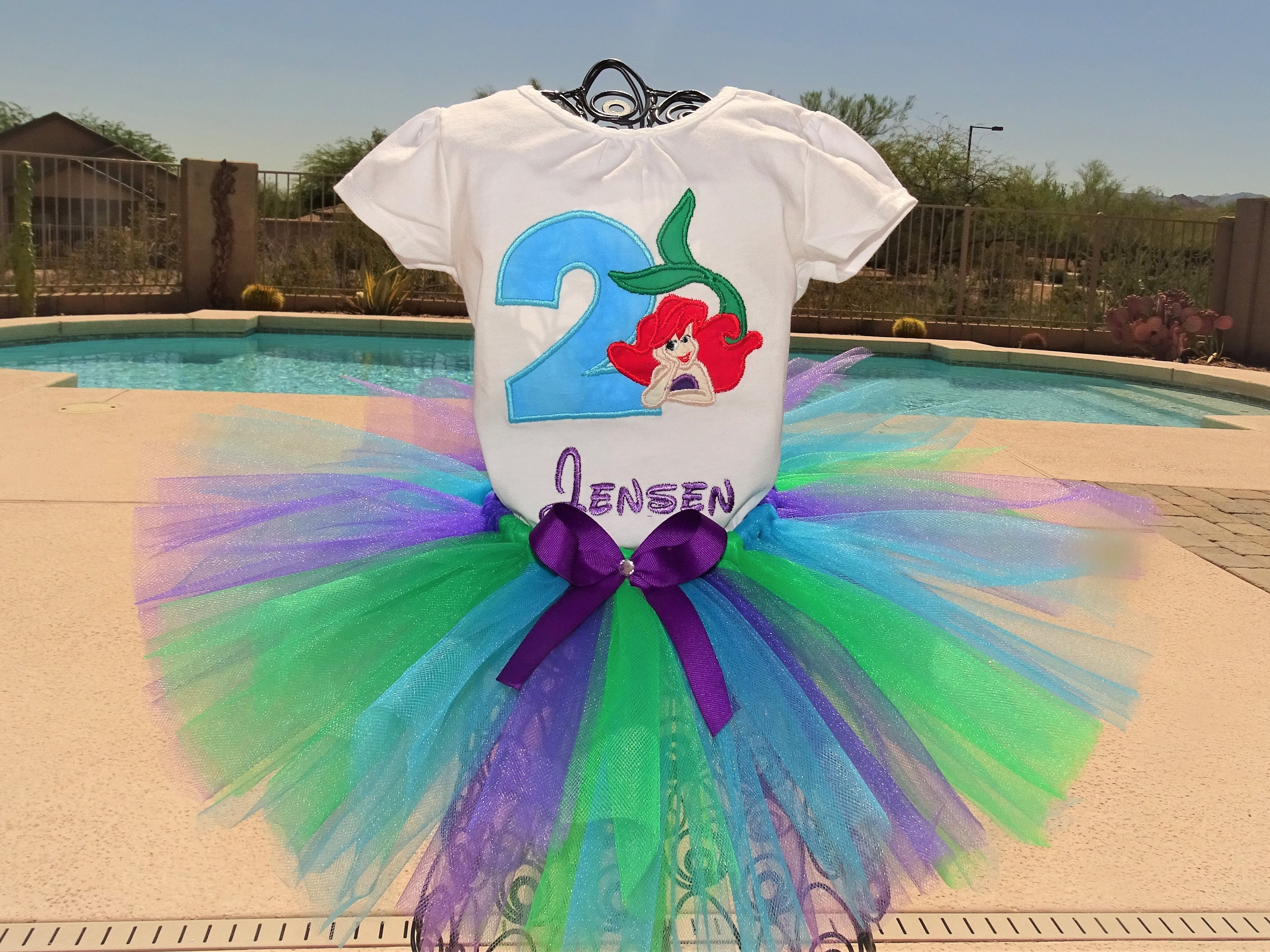 The Little Mermaid And Flounder Personalized Birthday Outfit Tutu Set 