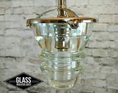 Glass Insulator Pendant Light - LED Insulator Pendant Light - Vintage Telegraph Insulator