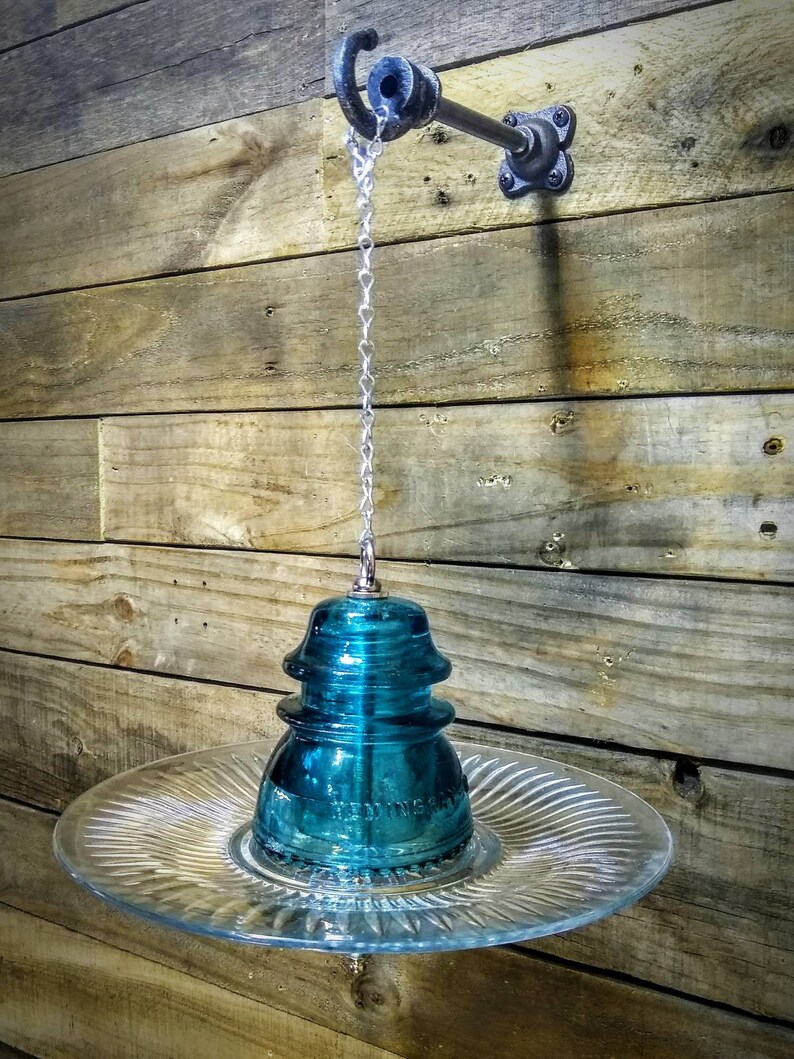 Glass Bird Feeder Glass Bird Bath Hanging Vintage Style Etsy