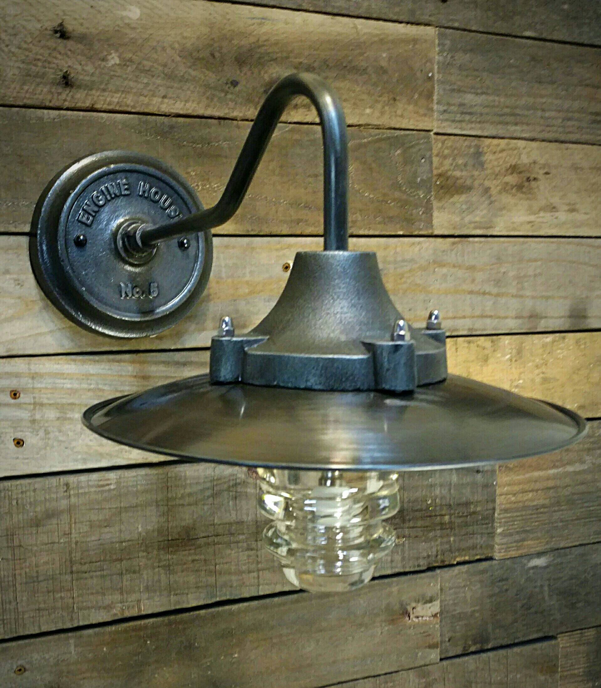 Industrial Wall Light Metal Industrial Shade Glass Etsy