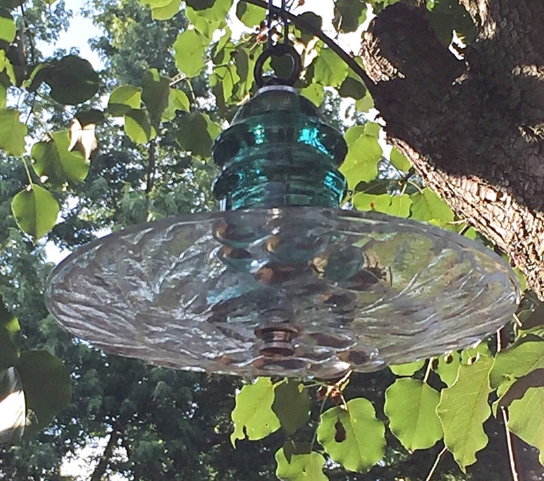 Bird Feeder Glass Bird Feeder Hanging Glass Insulator Bird Etsy