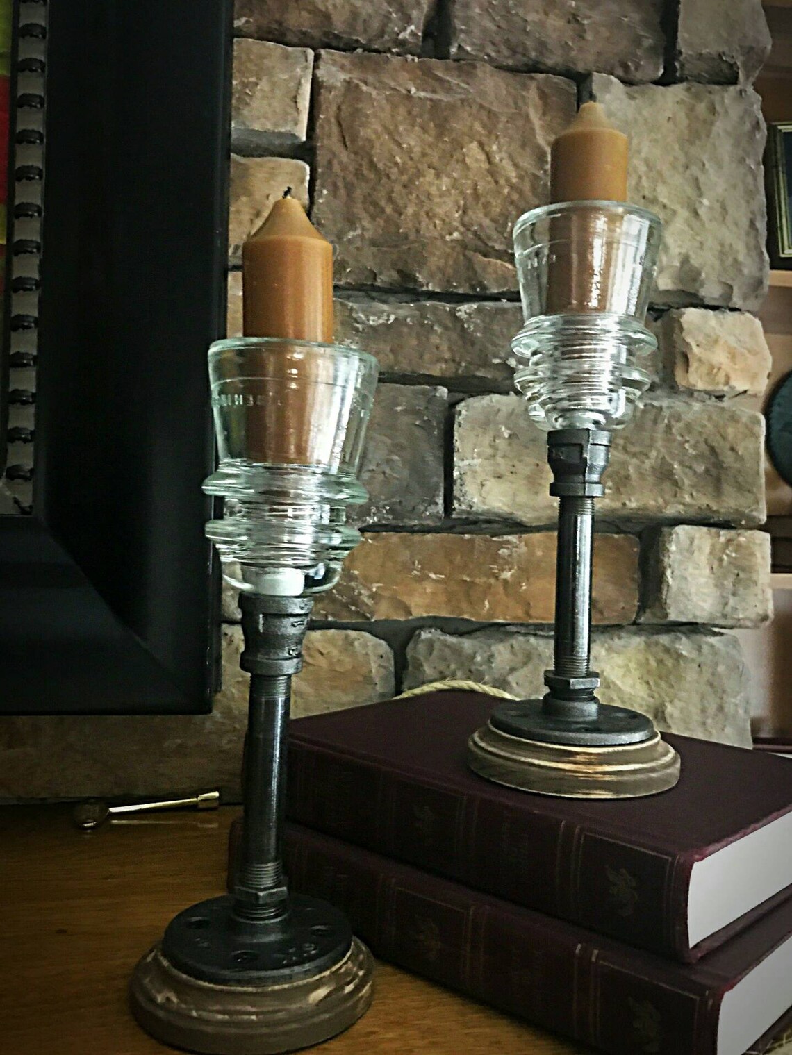 Candelabros Candelabros de vidrio Candlesticsk aislador de Etsy