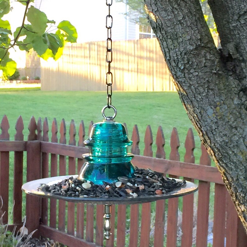 Glass Bird Feeder Glass Bird Bath Hanging Vintage Style Etsy