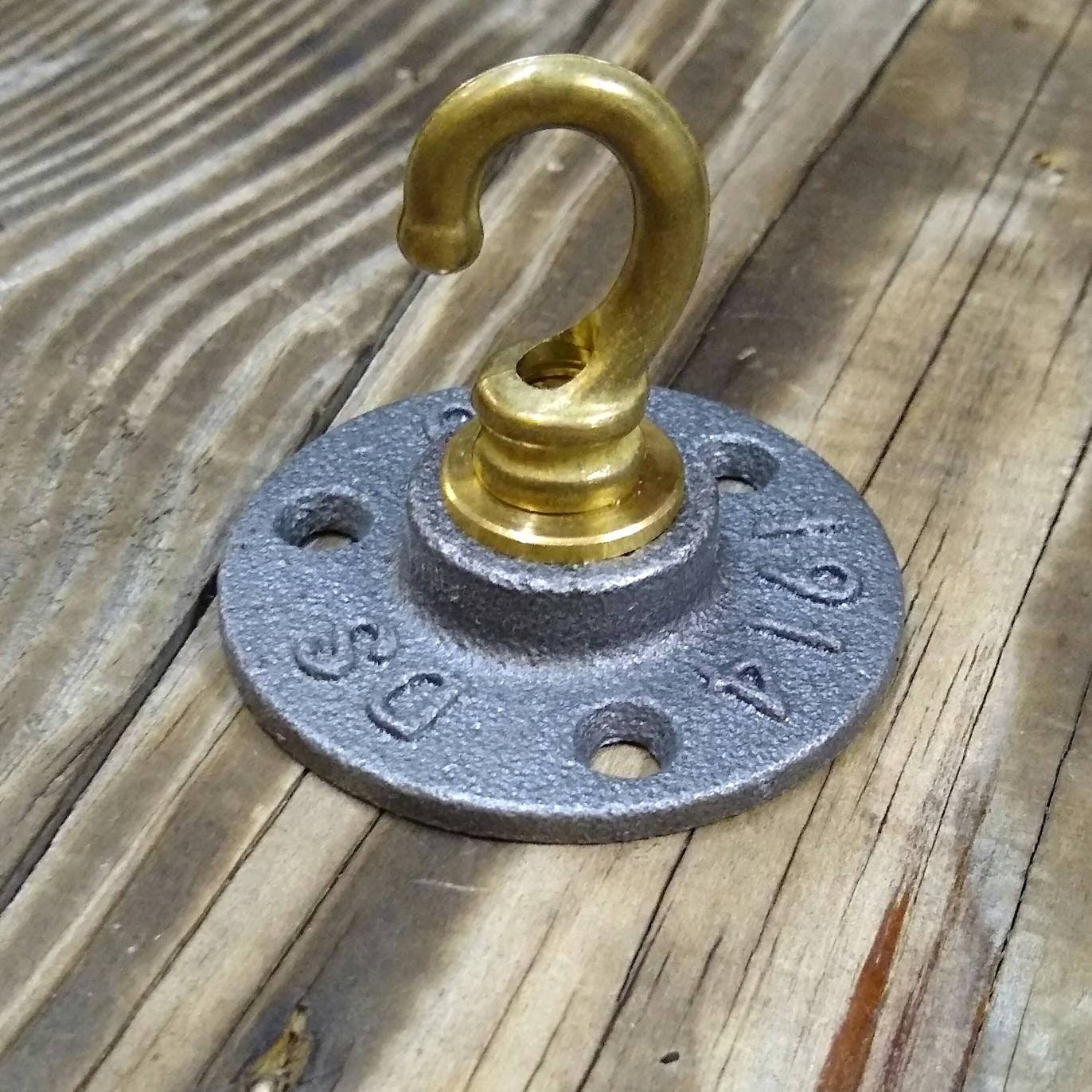 Brass Ceiling Hook with Cast Iron Base- Ceiling Light Hook ...