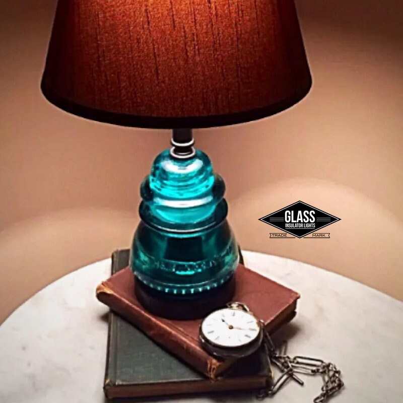 Glass Insulator Lamp Blue Green Light