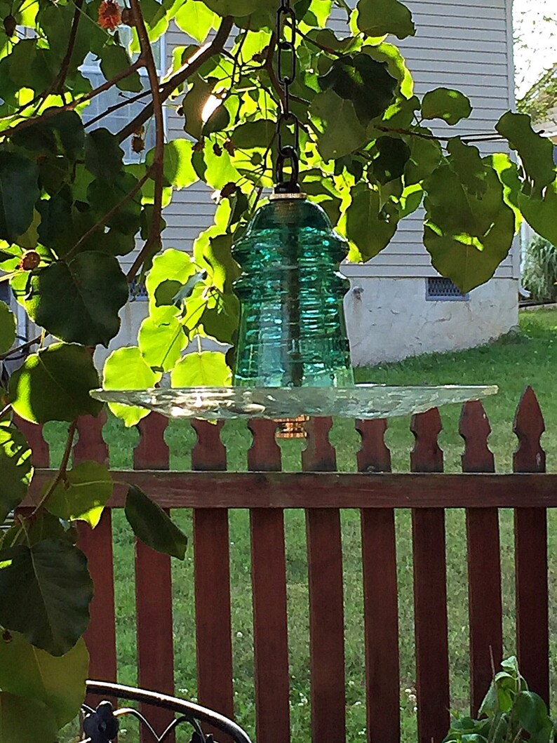 Bird Feeder Glass Bird Feeder Hanging Glass Insulator Bird Etsy