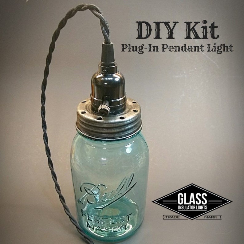 Diy Mason Jar Plug In Pendant Light Kit Swag Lamp Lights