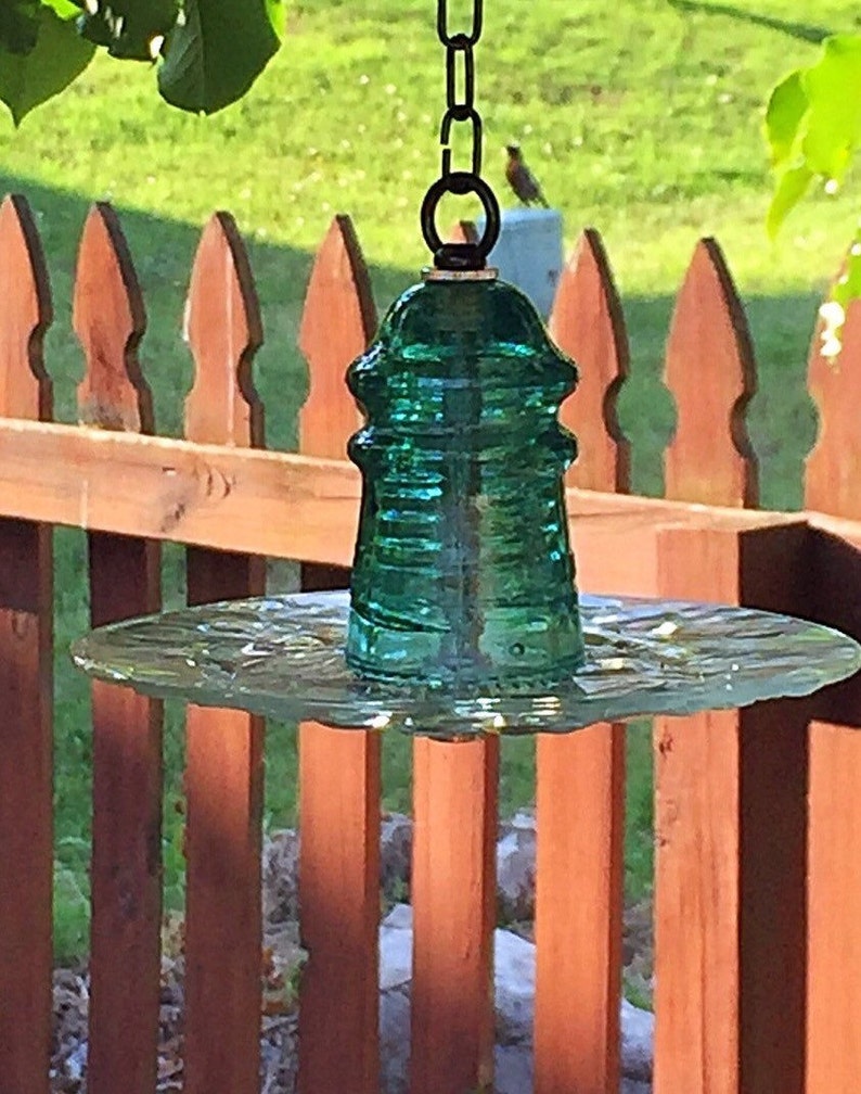 Bird Feeder Glass Bird Feeder Hanging Glass Insulator Bird Etsy