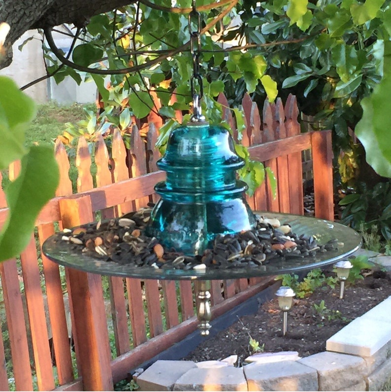 Glass Bird Feeder Glass Bird Bath Hanging Vintage Style Etsy