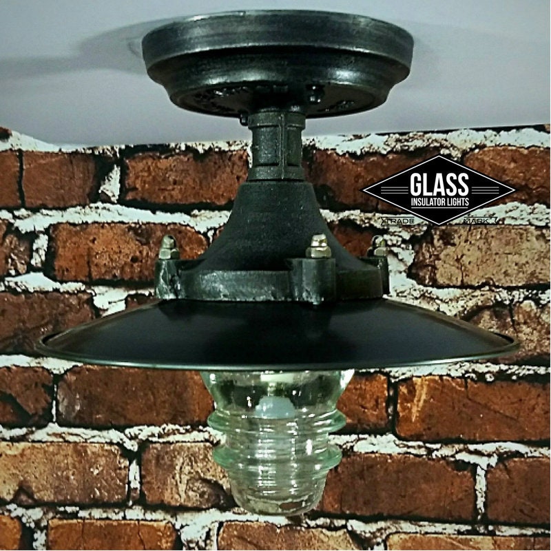 Flush Mount Ceiling Light Industrial Framhouse Insulator ...