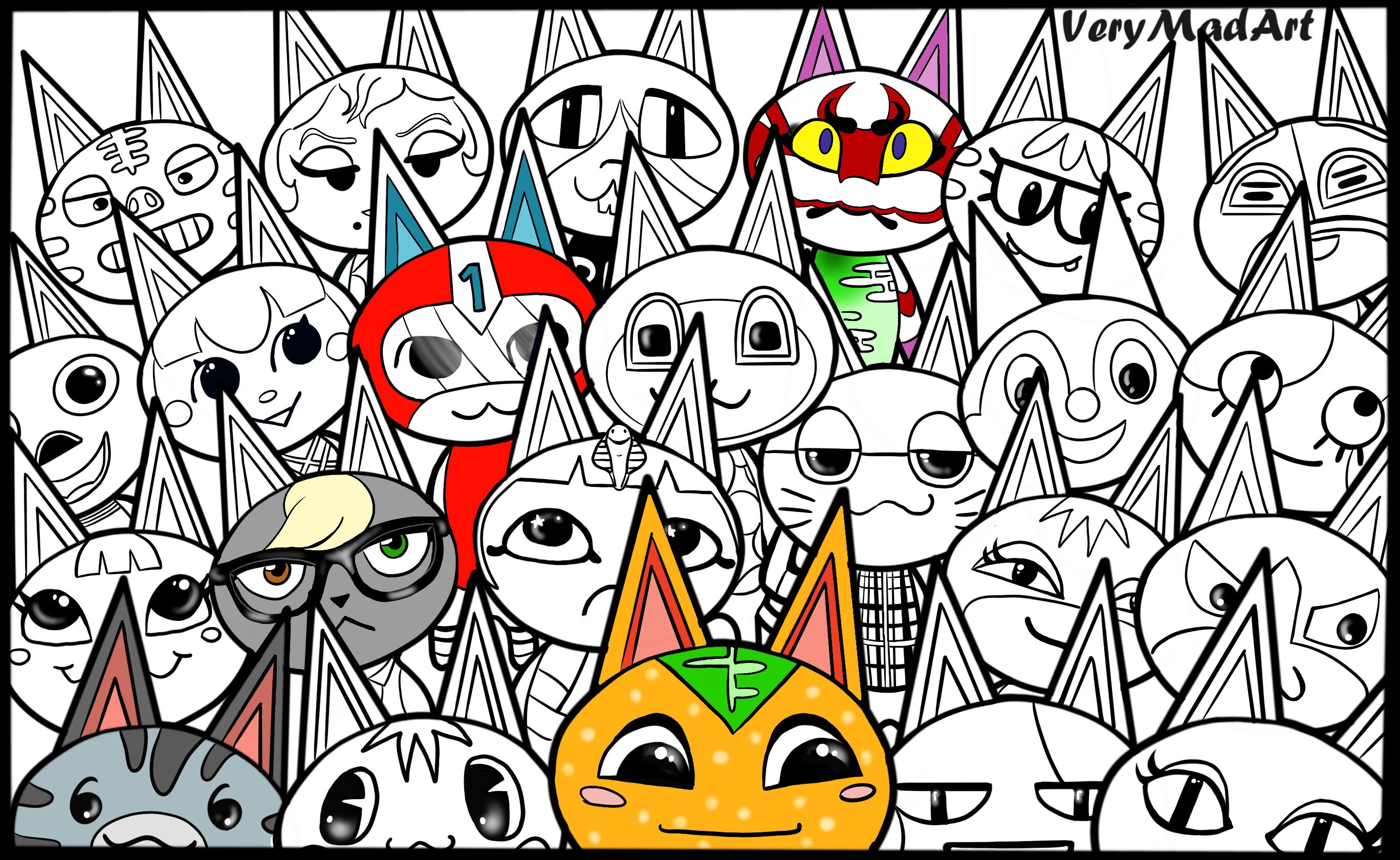 Animal Crossing Cats Colouring Page Etsy