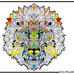 Lion's Head Colouring Page (High Difficulty)