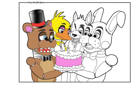 five nights at freddys fnaf birthday party coloriage page etsy de pippi longstocking
