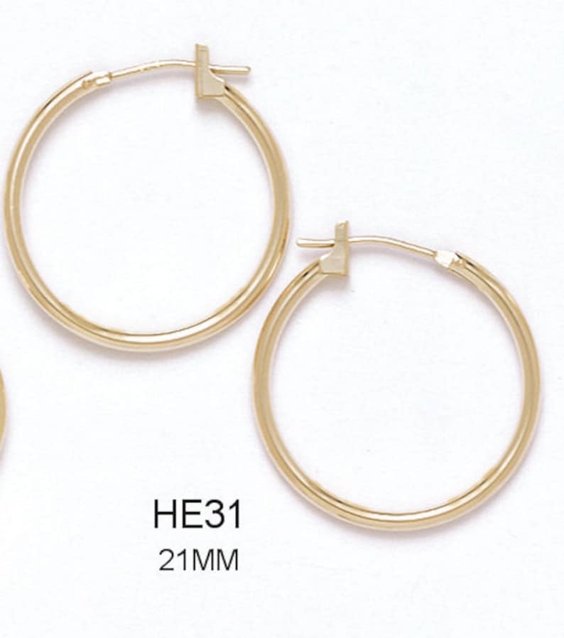 Available in Multiple Sizes 14k Solid Yellow Gold Clip-On Hoop Earrings
