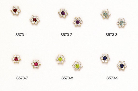 Baby Girls 14K jaune or blanc pierre cœur Vis Arrière Clous Post Boucles d/'oreilles petites