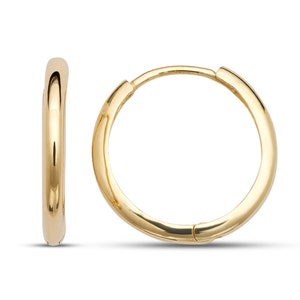 14K Solid Gold Simple Hinged Hoop Earrings. Huggie Earrings. Everyday Earrings. Multiple Piercings. Trendy Earrings. Hypoallergenic Earrings