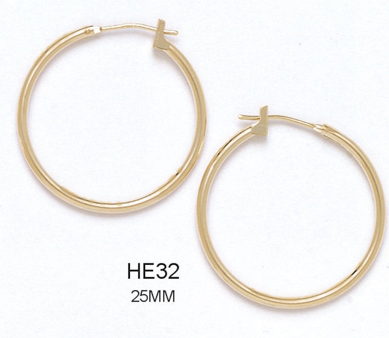 Available in Multiple Sizes 14k Solid Yellow Gold Clip-On Hoop Earrings