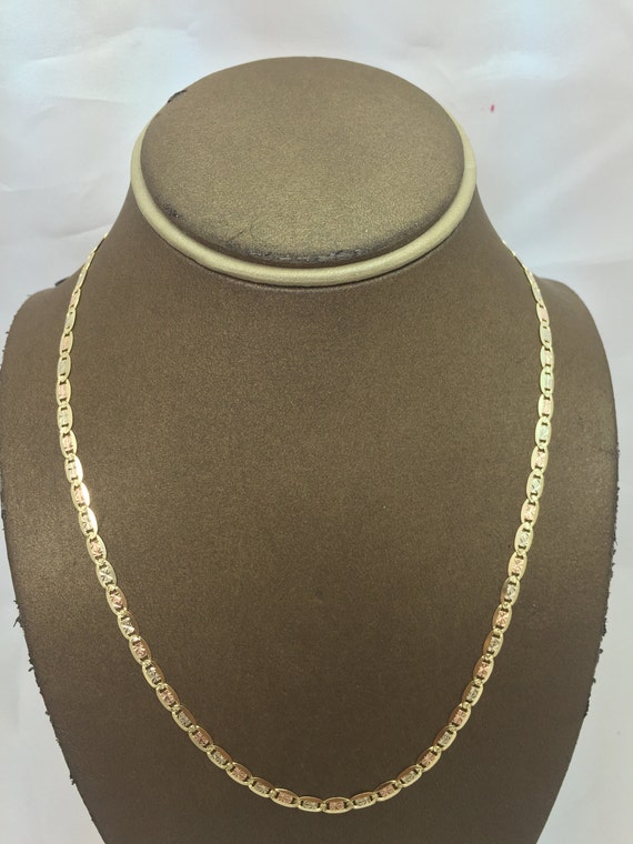 2.5mm 10K Yellow Gold Tri-Color Valentino Chain Necklace 2mm 3mm or 4mm