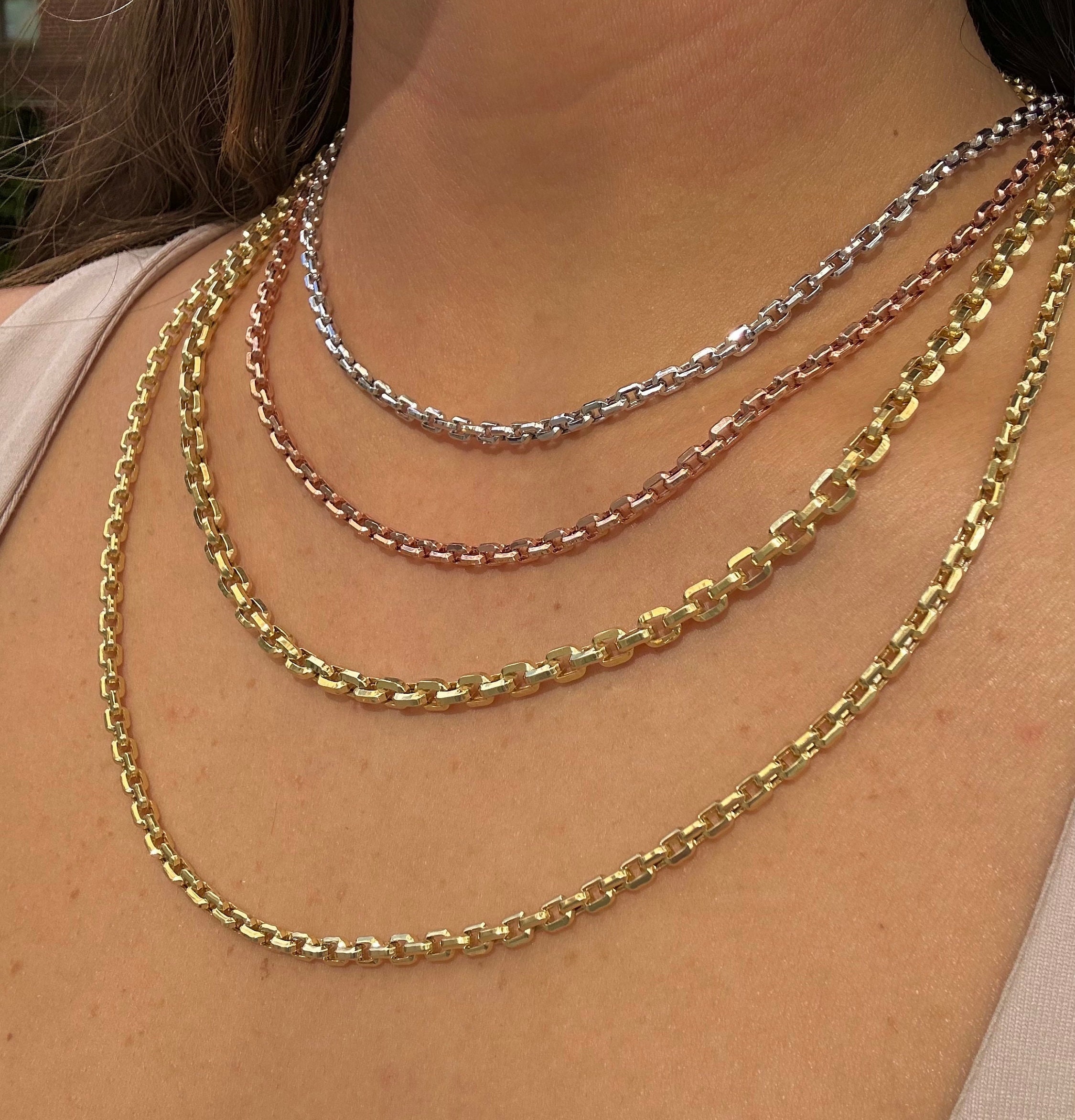 アクセサリー 10K Gold Rope Necklace 56cm 2mm 10K Solid Yellow Gold Rope Chain Necklace For Men & Women