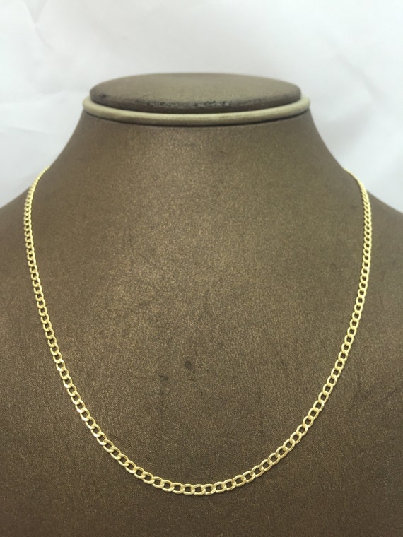 Hommes Femmes Véritable 14k or Jaune Cubain Lien Chaîne Collier 2 mm 24/" pouces 2 mm