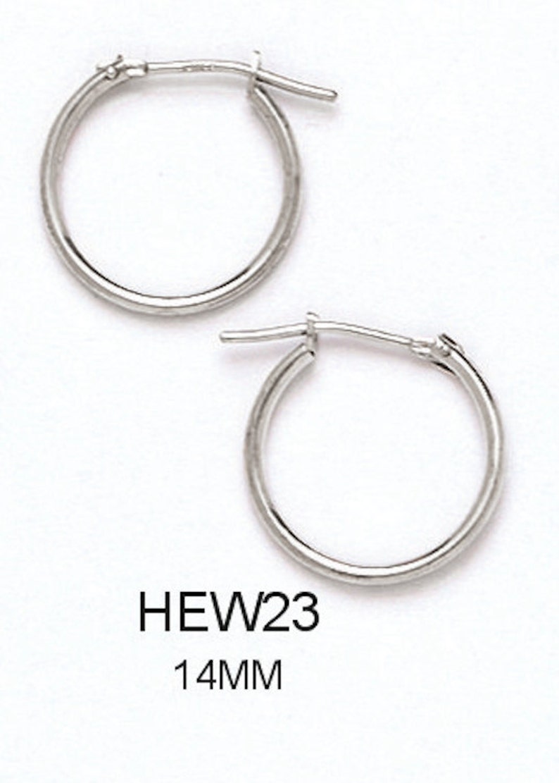 Available in Multiple Sizes 14k Solid White Gold Hoop Earrings with a Hinge-Notched Post