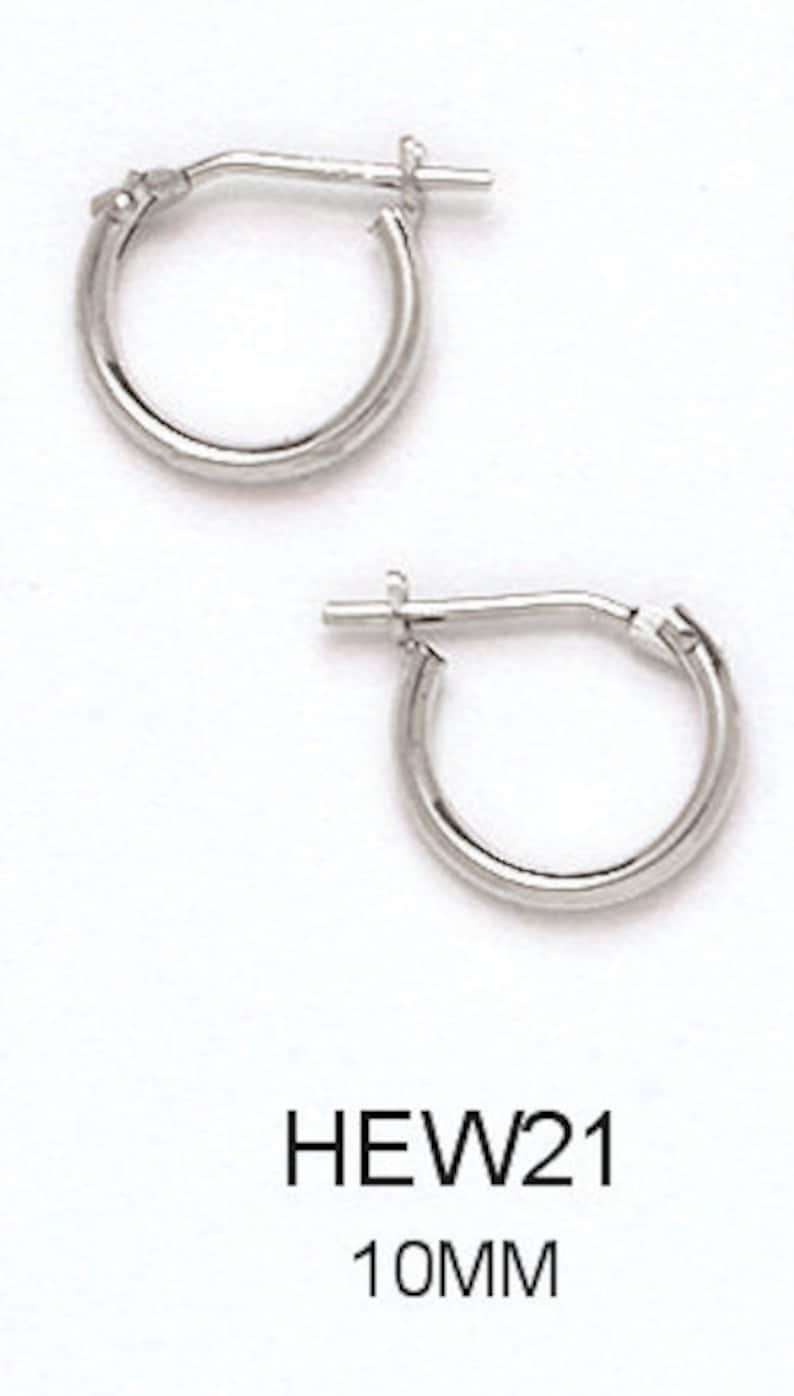 Available in Multiple Sizes 14k Solid White Gold Hoop Earrings with a Hinge-Notched Post