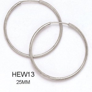 14k Solid White Gold Hoop Earrings (Available in Multiple Sizes)