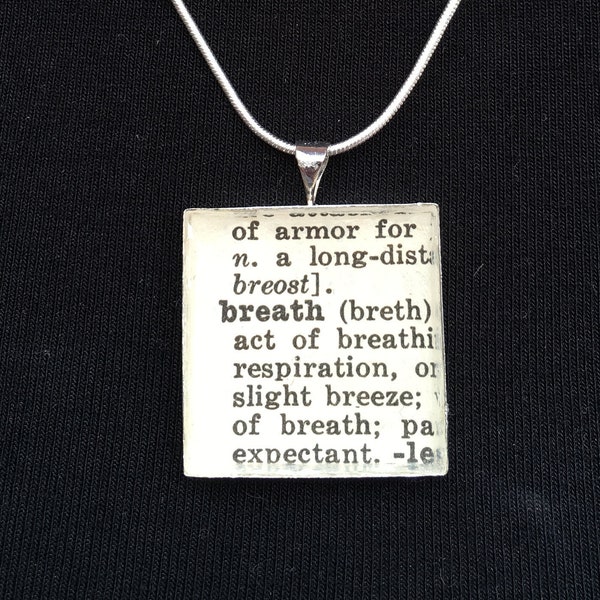 BREATH Dictionary Necklace, Positive Meaning Necklace, Custom Personalized, Love Gift, Relax, Recycled Women Gift, Get A break Message