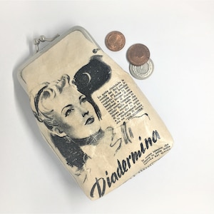 Recycling-Magazin-Geldbörse, 1950 Geldbörse, Vintage-Design, Vintage-Liebhaber, 1950 Werbung, Recycling-Papier-Objekt, Vegan kleine Geldbörse